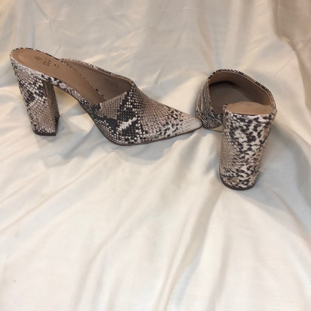 Spring Snake Skin Print Heeled Mules Size 8 - Picture 4 of 6